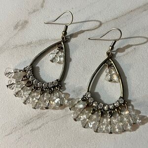 Elegant Vintage Gold and Crystal Teardrop Earrings
